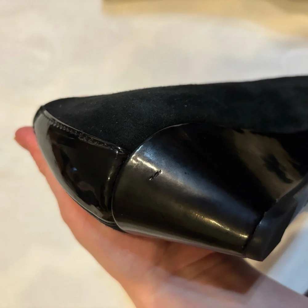 Giani Bernini Black Suede Wedge Pumps Memory Foam 8.5W